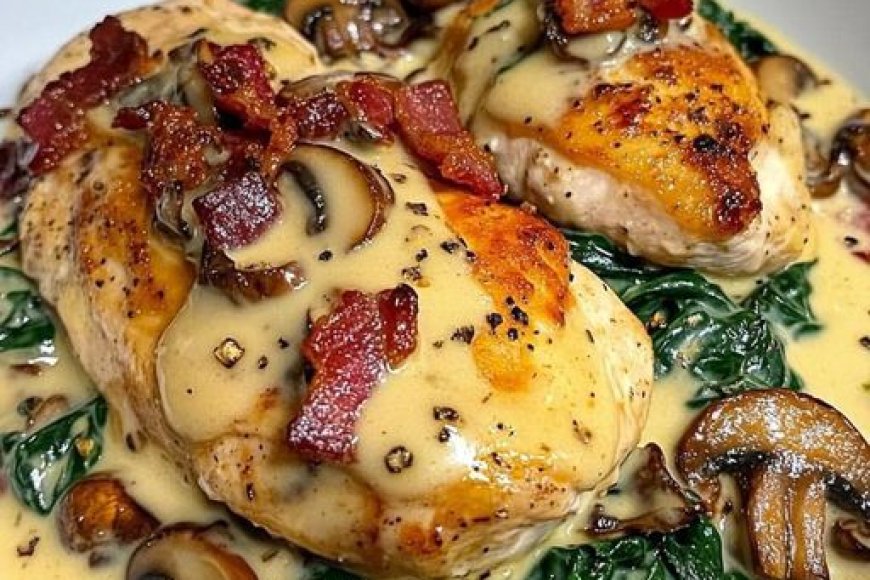 Hähnchenpfanne mit Spinat und Champignons - Deutschideen